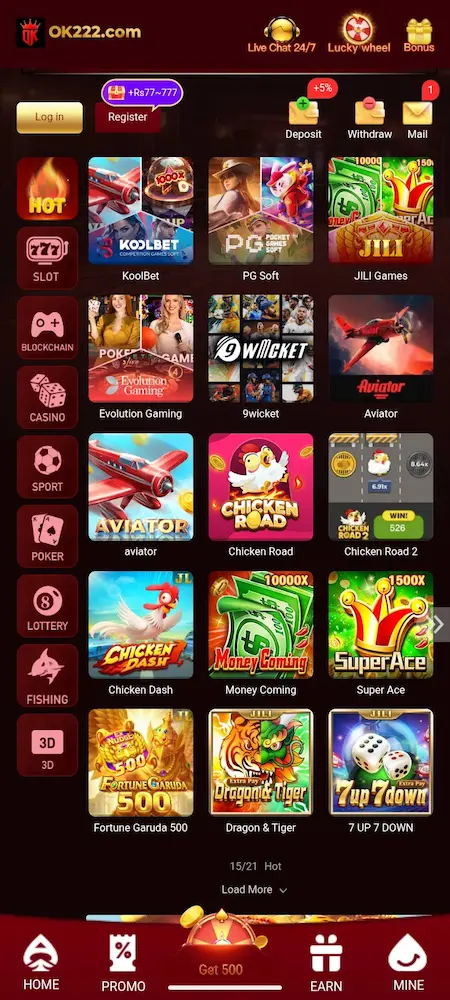OK222 Game login