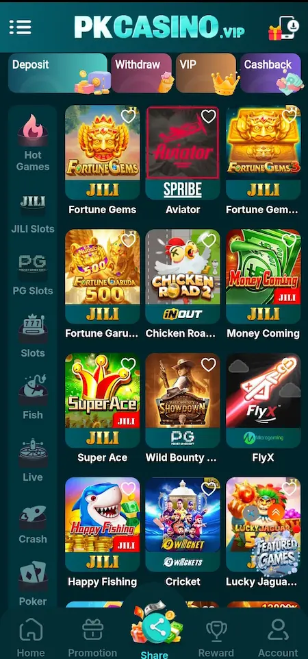 PKCASINO Game login